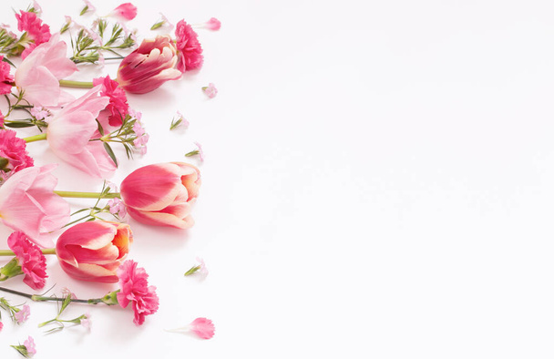 beautiful spring flowers on white  background - Photo, image