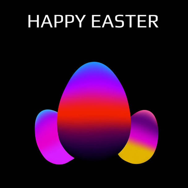 Huevos de Pascua abstractos de degradado colorido sobre fondo blanco. Feliz Pascua - Vector, Imagen