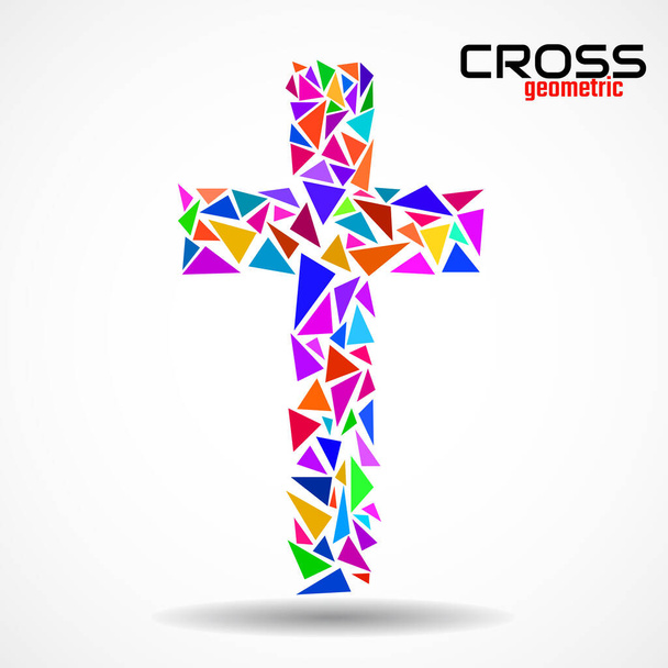 Χριστιανικό σταυρό από τρίγωνα. Θρησκευτικό σύμβολο. Εικονογράφηση διανύσματος - Διάνυσμα, εικόνα