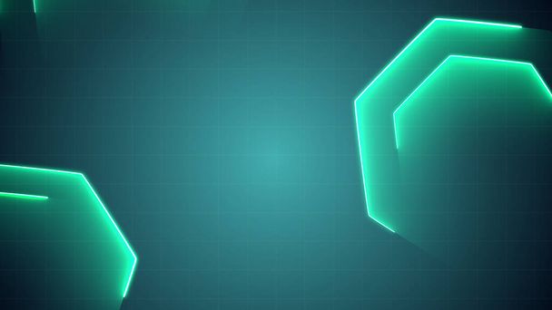 Glühender 2D-Hintergrund mit Hexagon-Technologie: Eine futuristische und auffällige Darstellung von Innovation und Fortschritt im digitalen Design - Foto, Bild
