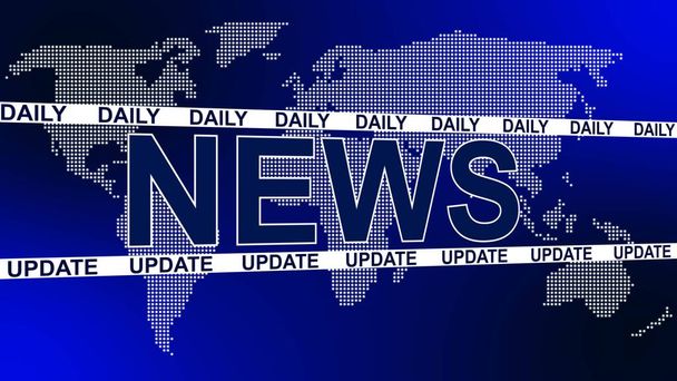 Daily News Update - design template for news channels or internet tv background - Daily News Update lettering on world map background - 3D Illustration - Photo, Image