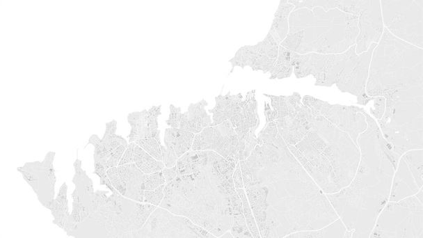 Blanc et gris clair Sébastopol Zone de la ville vecteur carte de fond, les routes et l'illustration de la cartographie de l'eau. Proportion d'écran large, feuille de route numérique de conception plate. - Vecteur, image