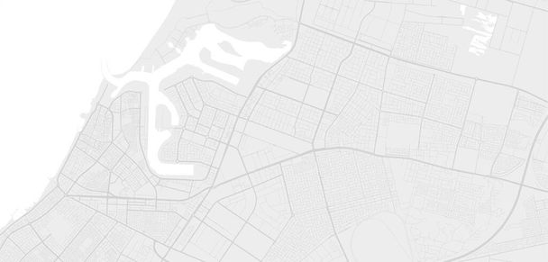 White and light grey Ajman city area vector background map, streets and water cartography illustration. Proporzione di schermo panoramico, mappa stradale digitale di progettazione piatta. - Vettoriali, immagini