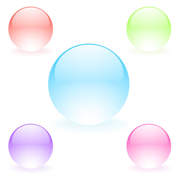 Esfera mágica 3D Crystal Ball. Globos de cristal colorido Orbe - Vector, imagen