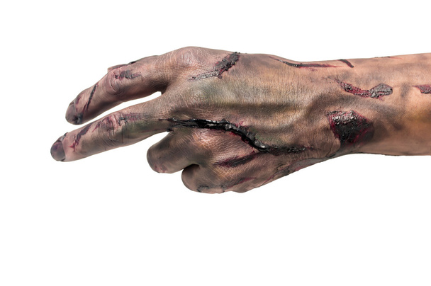 Zombie-Hand auf weißem Hintergrund - Foto, Bild