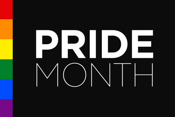 Měsíční oslavy pýchy proti násilí, diskriminaci, porušování lidských práv. Rovnost a sebepotvrzení. LGBT Pride duhové vlajky barvy na levé straně - Fotografie, Obrázek