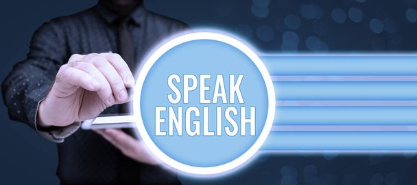 Kézírás jel Beszélj angolul, üzleti megközelítés Tanulmány egy másik idegen nyelv Online szóbeli kurzusok - Fotó, kép
