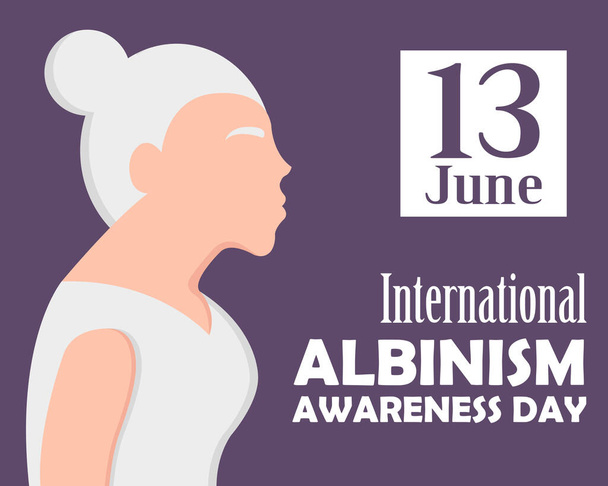 illusztráció vektor grafika egy albínó nő a haját egy zsemle, tökéletes nemzetközi nap, nemzetközi albínó tudatosság nap, ünnepelni, üdvözlő kártya, stb. - Vektor, kép