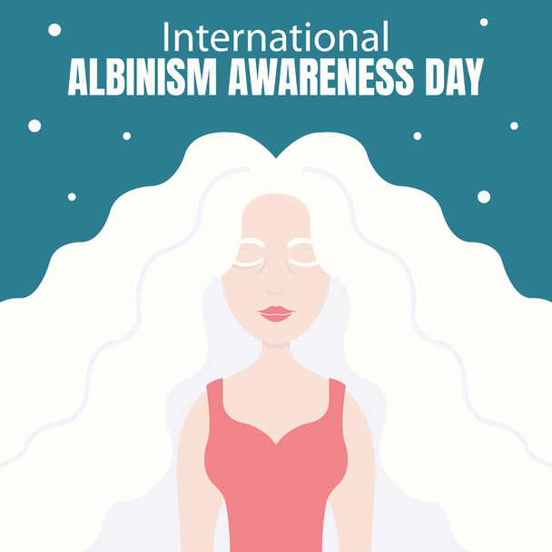 Illustration vectorielle d'une femme albinos aux cheveux longs, parfaite pour la journée internationale, journée internationale de sensibilisation à l'albinisme, célébration, carte de vœux, etc.. - Vecteur, image