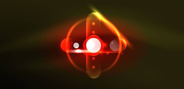 概要光るネオンライトテクノサークル背景 - ベクター画像