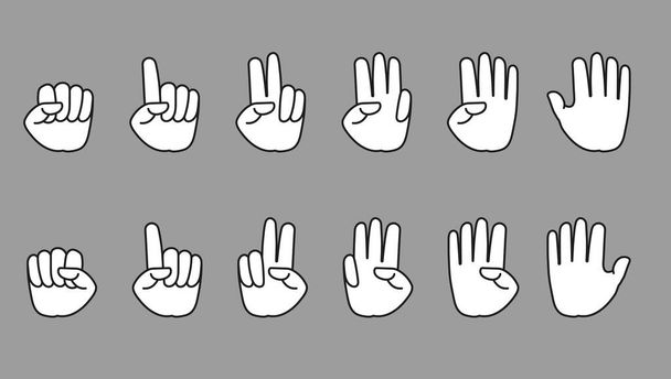 Handgesten. Ektorillustration der Finger von eins bis zehn mit linker und rechter Hand, flaches Design für Webseite, grafisches Element - Vektor, Bild