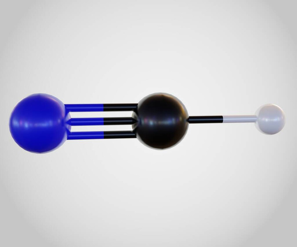 Beyaz arkaplandaki izole siyanür molekülü 3D görüntüleme - Fotoğraf, Görsel