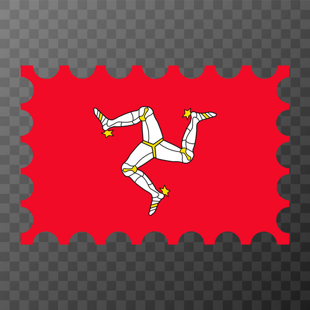 Sello postal con bandera de la Isla de Mann. Ilustración vectorial. - Vector, Imagen