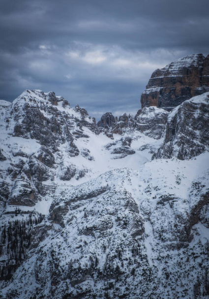 Famous Italian Alps Brenta Dolomites, snow on the slopes of the Alps Madonna di Campiglio, Pinzolo, Italy. Ski resorts in Italy. January 2023 - Foto, afbeelding