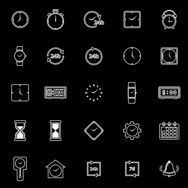 Iconos de línea de tiempo sobre fondo negro
 - Vector, Imagen