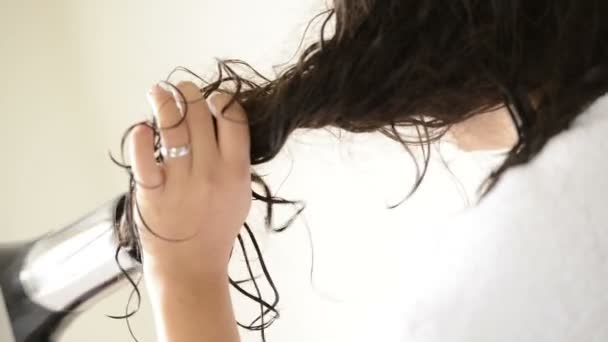 Woman Using Hairdryer - Felvétel, videó