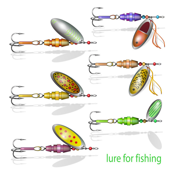Different fishing baits - Vector, Image