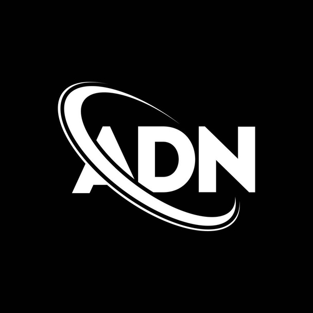 ADN logo. ADN letter. ADN letter logo design. Initials ADN logo linked with circle and uppercase monogram logo. ADN typography for technology, business and real estate brand. - Wektor, obraz