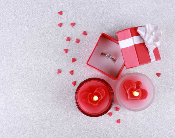 Romantic gift with candles, love concept - Zdjęcie, obraz