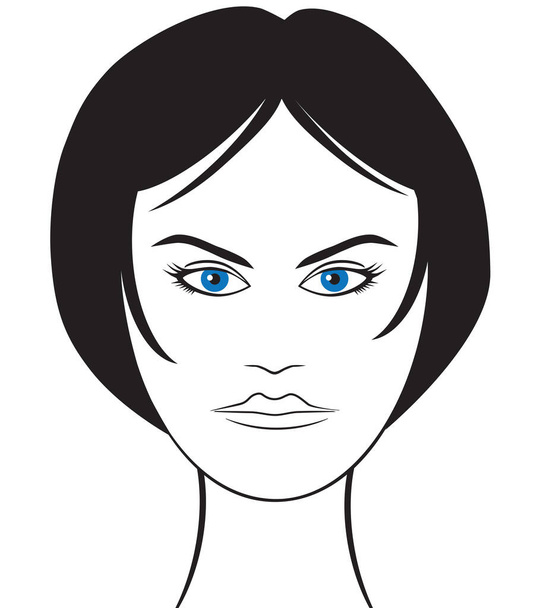 Ilustración vectorial de una mujer de ojos azules mirando hacia el espectador - Vector, imagen