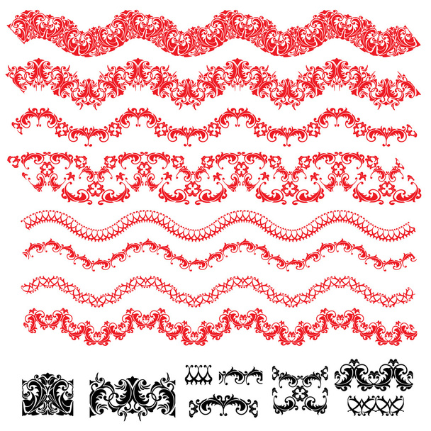 Frame Elements Set - different lace and ornamental borders - Vector, Imagen