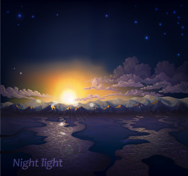 Night mountain landscape - Vector, Image