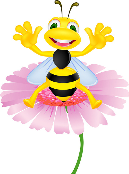 szczęśliwy Pszczoła na kwiat - Wektor, obraz