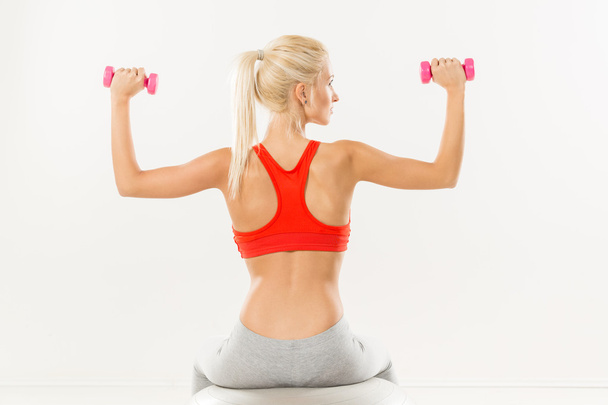 Rear View Of Young Women With Dumbbells - Photo, Image