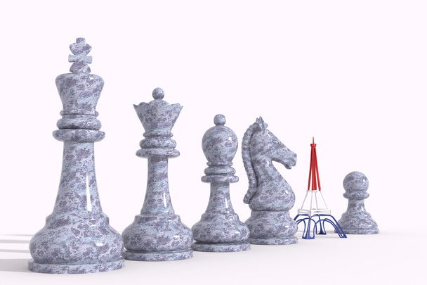 Эйфелева башня 3D заменяет башню в шахматной игре
 - Фото, изображение