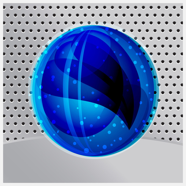 vector abstract blue sphere on metal background - Vector, Image