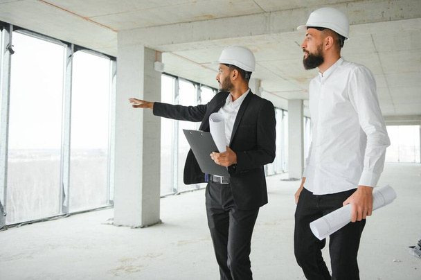 two multiracial business man construction site engineer. - Fotó, kép