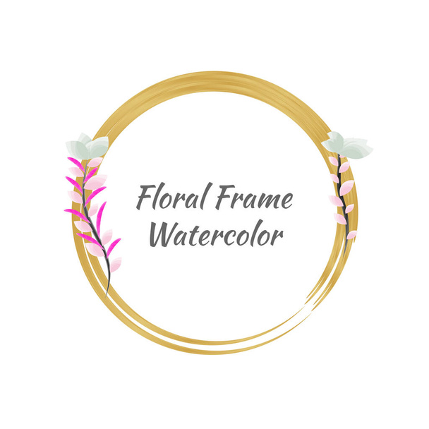 golden frame floral watercolor vector illustration - Вектор, зображення