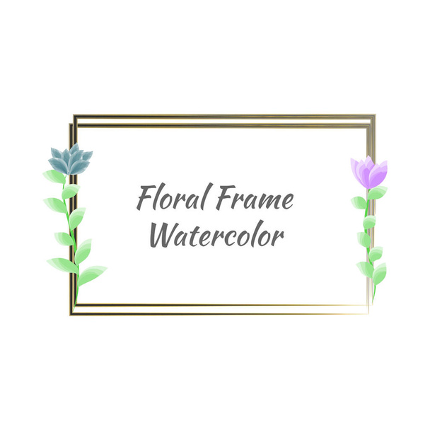 vintage golden frame floral watercolor vector illustration - Вектор, зображення