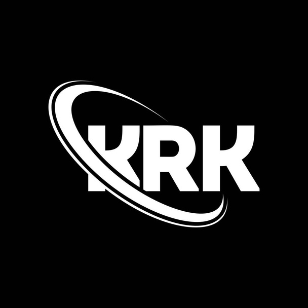 KRK-logo. KRK brief. KRK letter logo ontwerp. Initialen KRK logo gekoppeld aan cirkel en hoofdletters monogram logo. KRK typografie voor technologie, business en vastgoed merk. - Vector, afbeelding