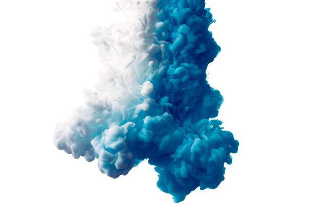 Cor gota de tinta azul e branca fundo abstrato subaquático - Foto, Imagem