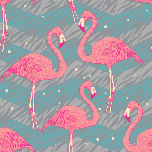 Saumaton kuvio flamingo lintuja - Vektori, kuva