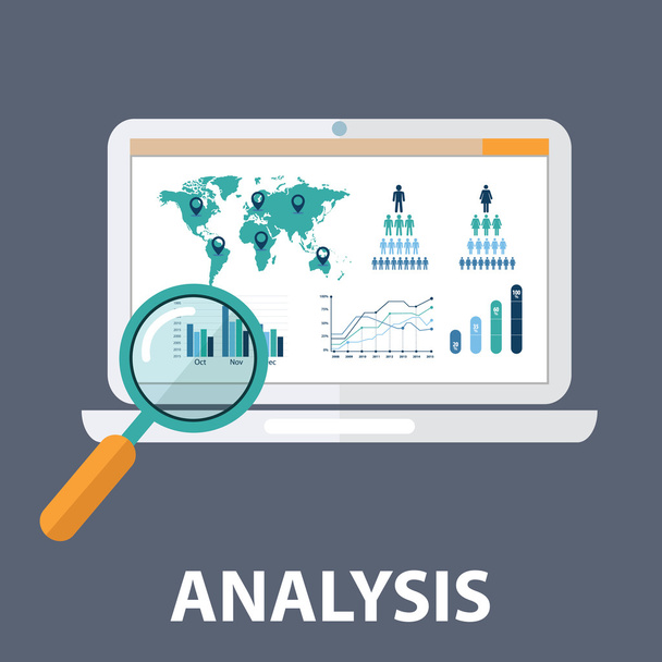 Concept of website analytics search information - Vector, Image