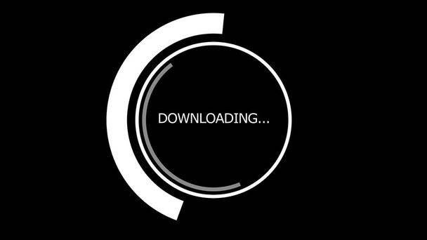 Circles downloading icon on black background. 3D animation. - Foto, imagen