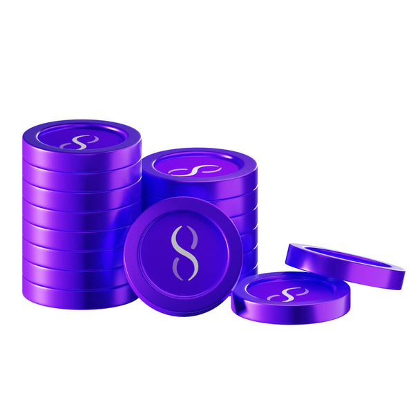 Singularidad NET en moneda criptográfica 3D - Foto, Imagen