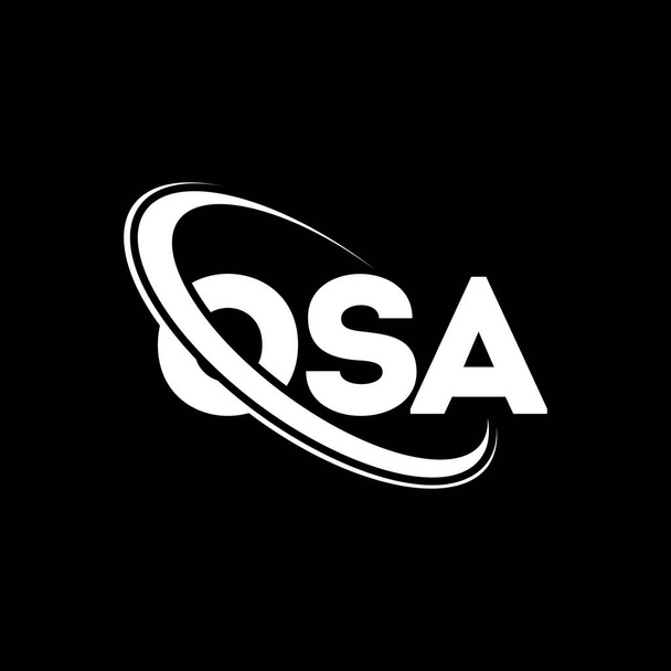 Logo de OSA. Carta de la OSA. Diseño del logotipo de la letra OSA. Inicial OSA logo vinculado con círculo y logo monograma en mayúsculas. Tipografía OSA para marca tecnológica, empresarial e inmobiliaria. - Vector, imagen