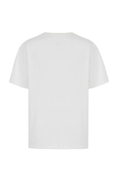 リアルなゴーストマネキン写真ユニセックスtシャツフロントとバックモックアップ白の背景に隔離 - 写真・画像