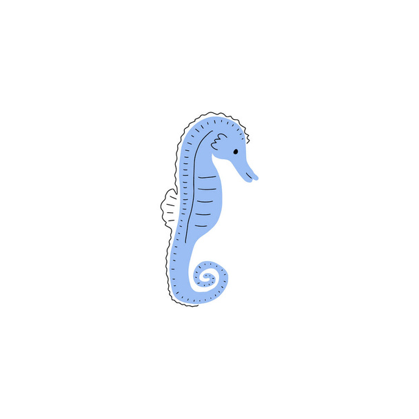 Seahorse Character sea animal on deep background. Wild life illustration. Underwear world. Vector illustration. - Vector, imagen