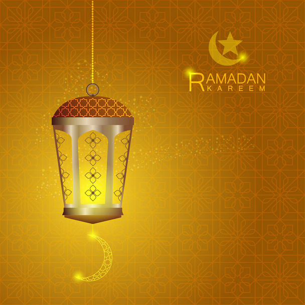Lámpás iszlám tipikus minta arany színű. - Vektor, kép