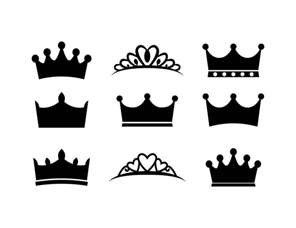 Kruunu symboli siluetti kuvitus suunnittelu kokoelma - Vektori, kuva