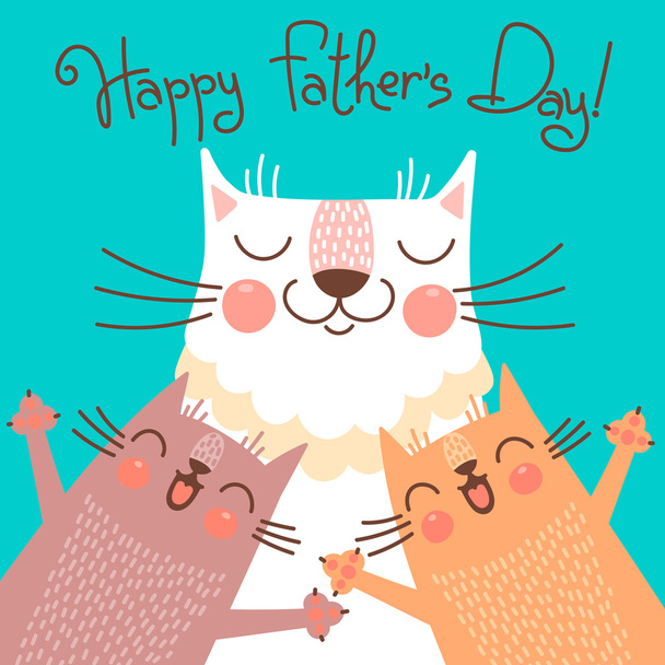 Cartão doce de Dia de Pais com gatos
. - Vetor, Imagem