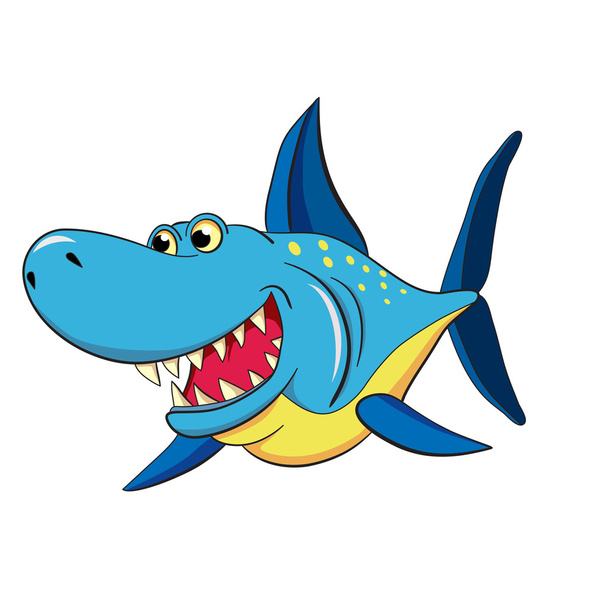 Tubarão dos desenhos animados colorido
 - Vetor, Imagem
