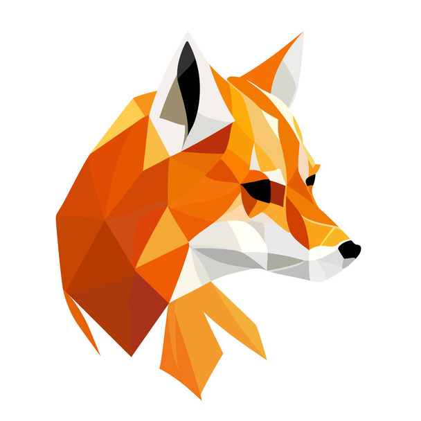 Fox logo design. Abstract colorful polygon fox head. Calm fox face. Vector illustration - Vector, Imagen
