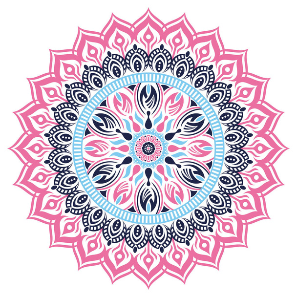Абстрактная восточная декоративная цветочная мандала красочная векторная иллюстрация - Вектор,изображение