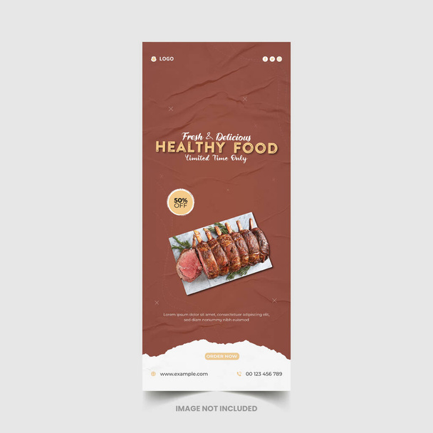 Menú de comida y restaurante Roll up banner design template - Vector, imagen