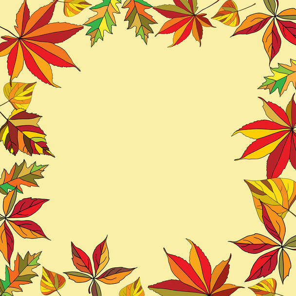 autumn leaves frame - Vector, Image